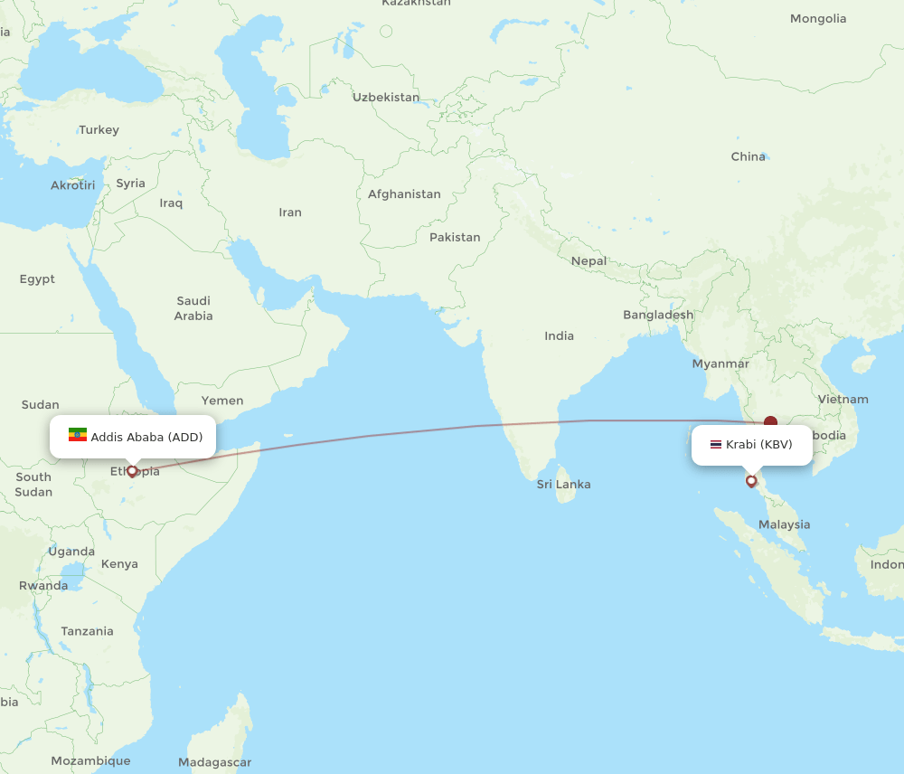 ADD-KBV flight routes