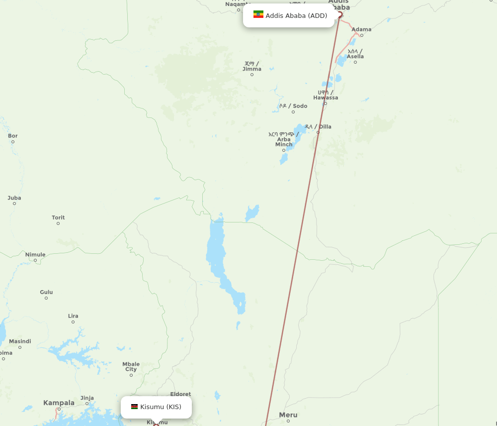 ADD-KIS flight routes