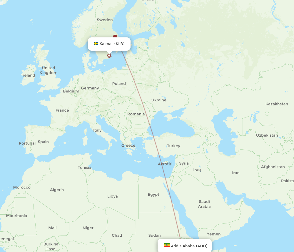 ADD to KLR flights and routes map