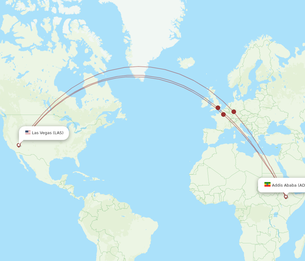 ADD-LAS flight routes
