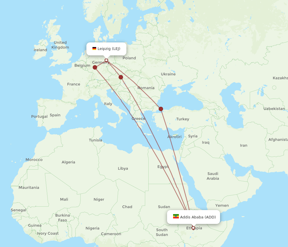 ADD-LEJ flight routes