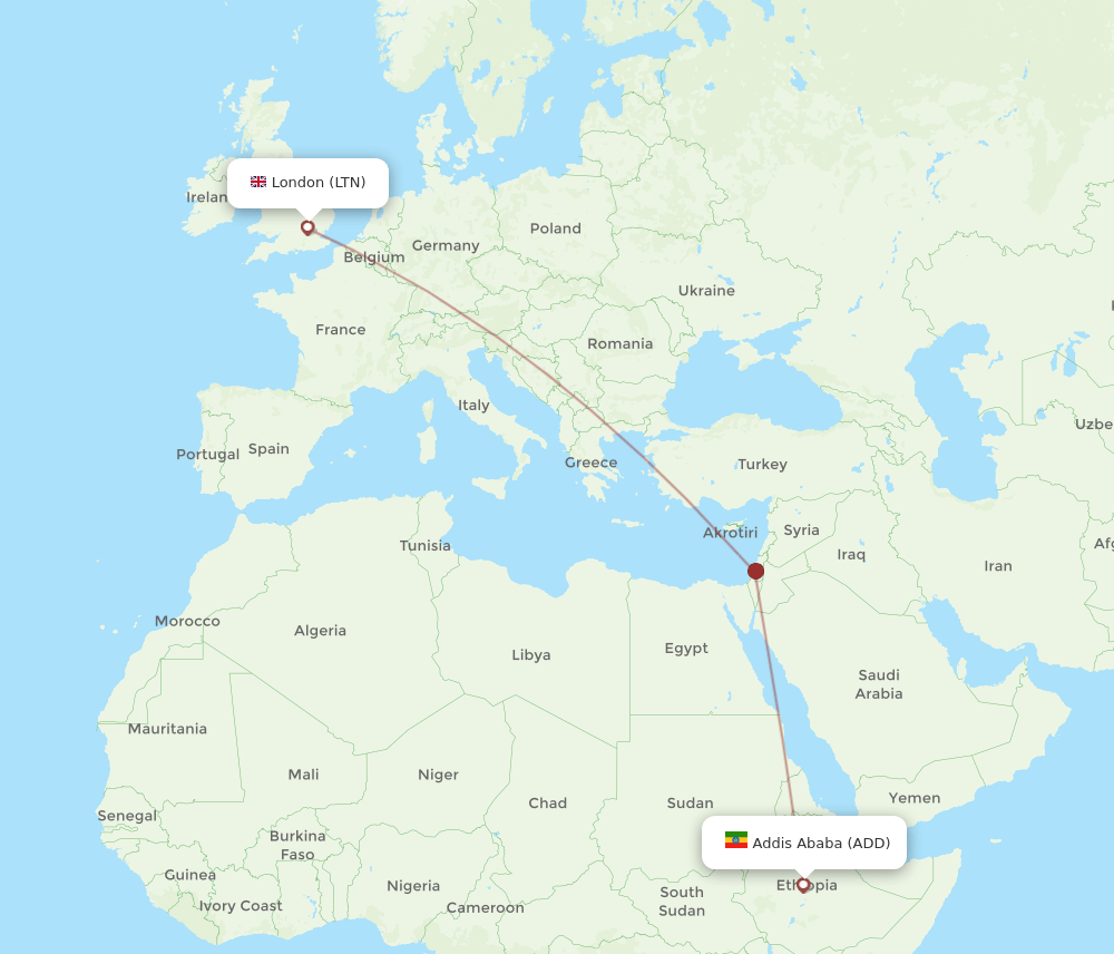 ADD to LTN flights and routes map