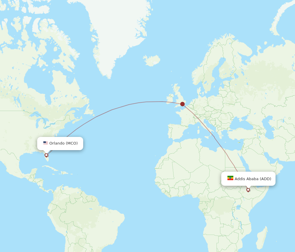 ADD to MCO flights and routes map