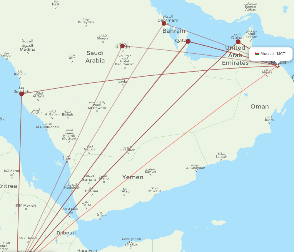 ADD-MCT flight routes