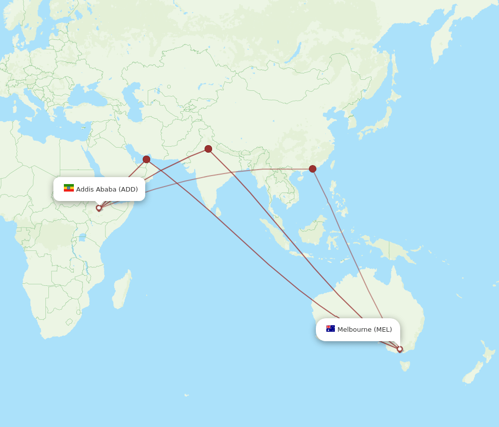 ADD-MEL flight routes