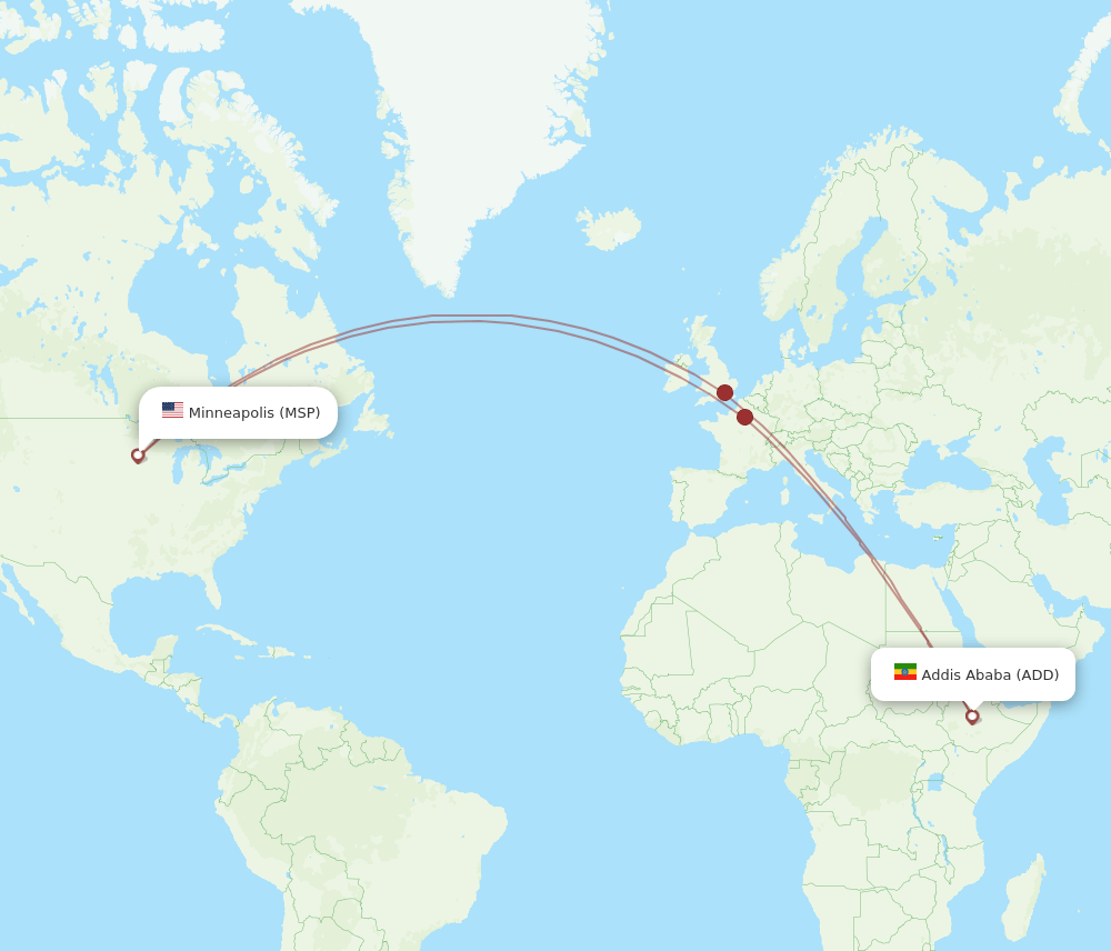 ADD to MSP flights and routes map