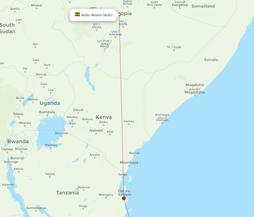 ADD-MYW flight routes