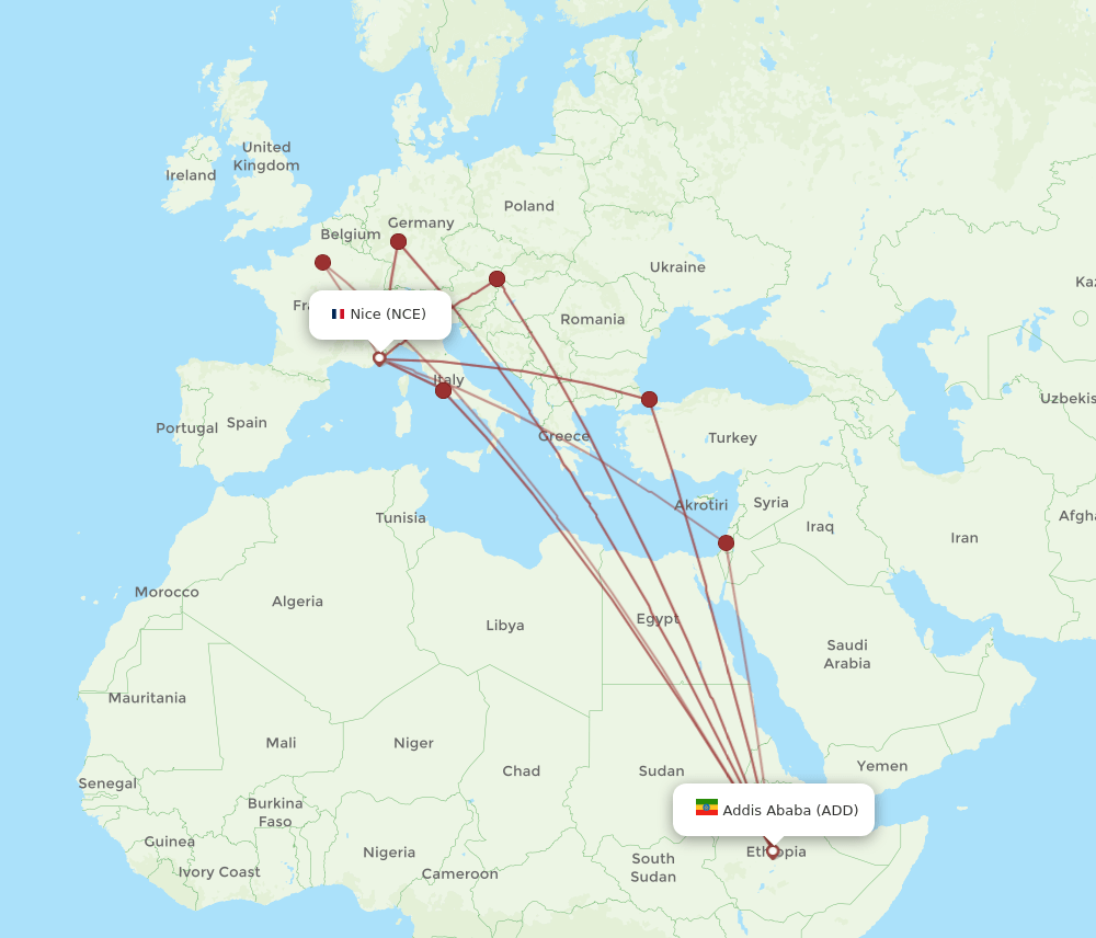 ADD-NCE flight routes