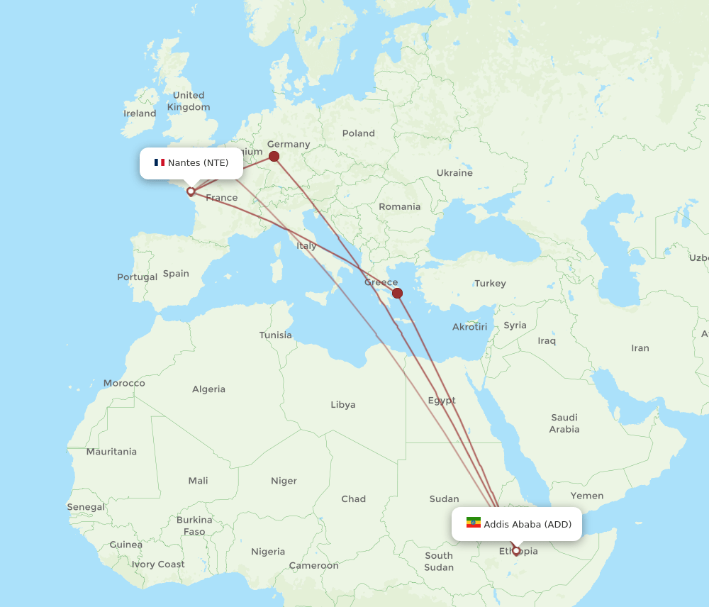 ADD-NTE flight routes