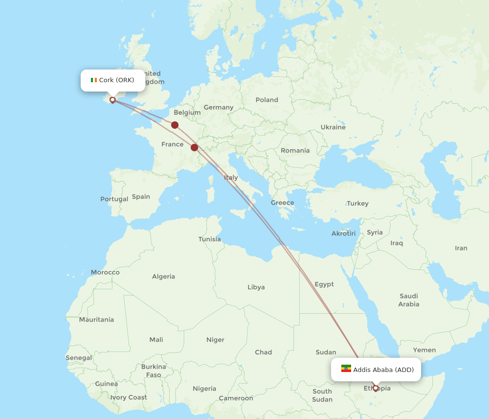 ADD-ORK flight routes
