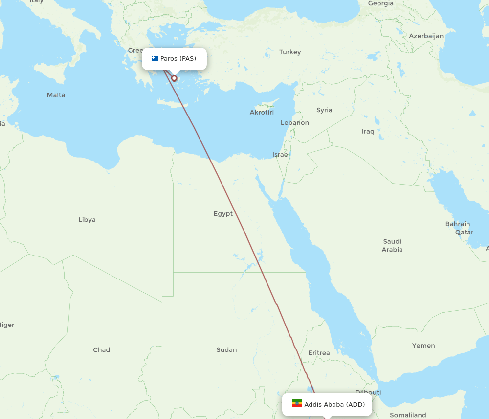 ADD to PAS flights and routes map