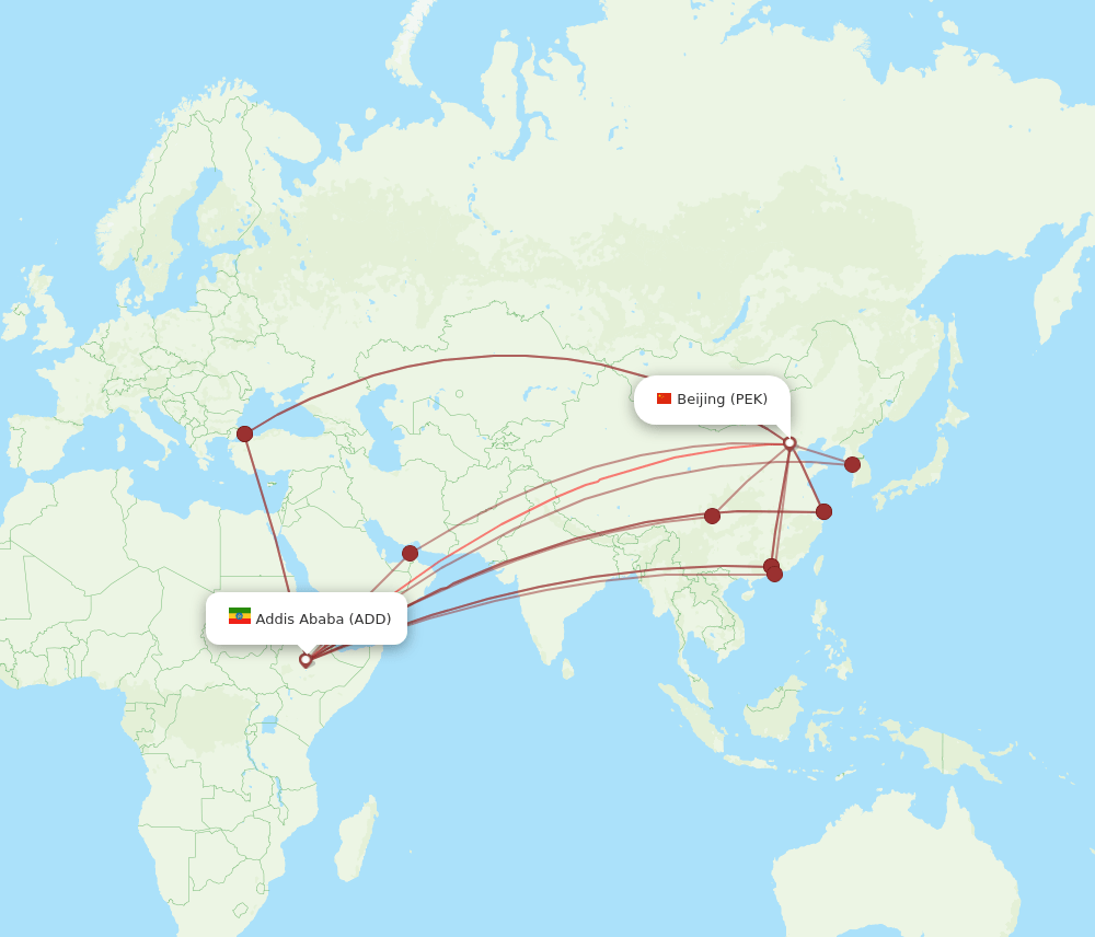 ADD-PEK flight routes