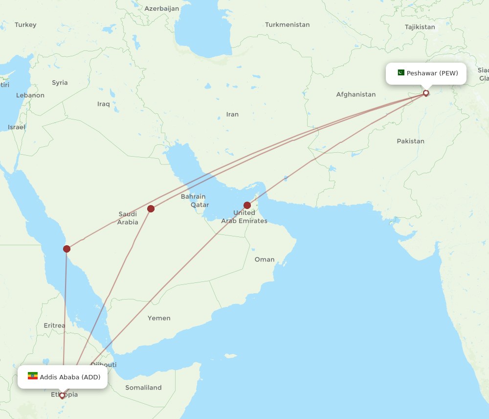 ADD to PEW flights and routes map
