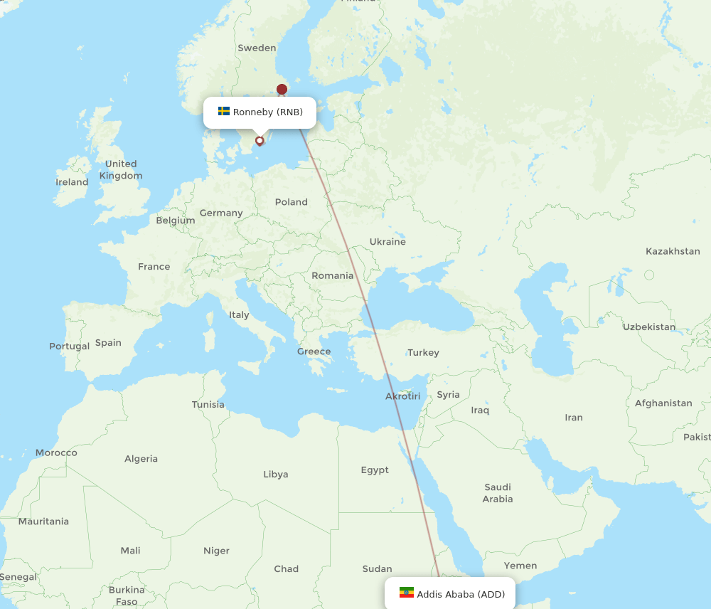 ADD to RNB flights and routes map
