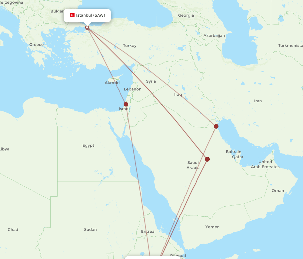 ADD-SAW flight routes
