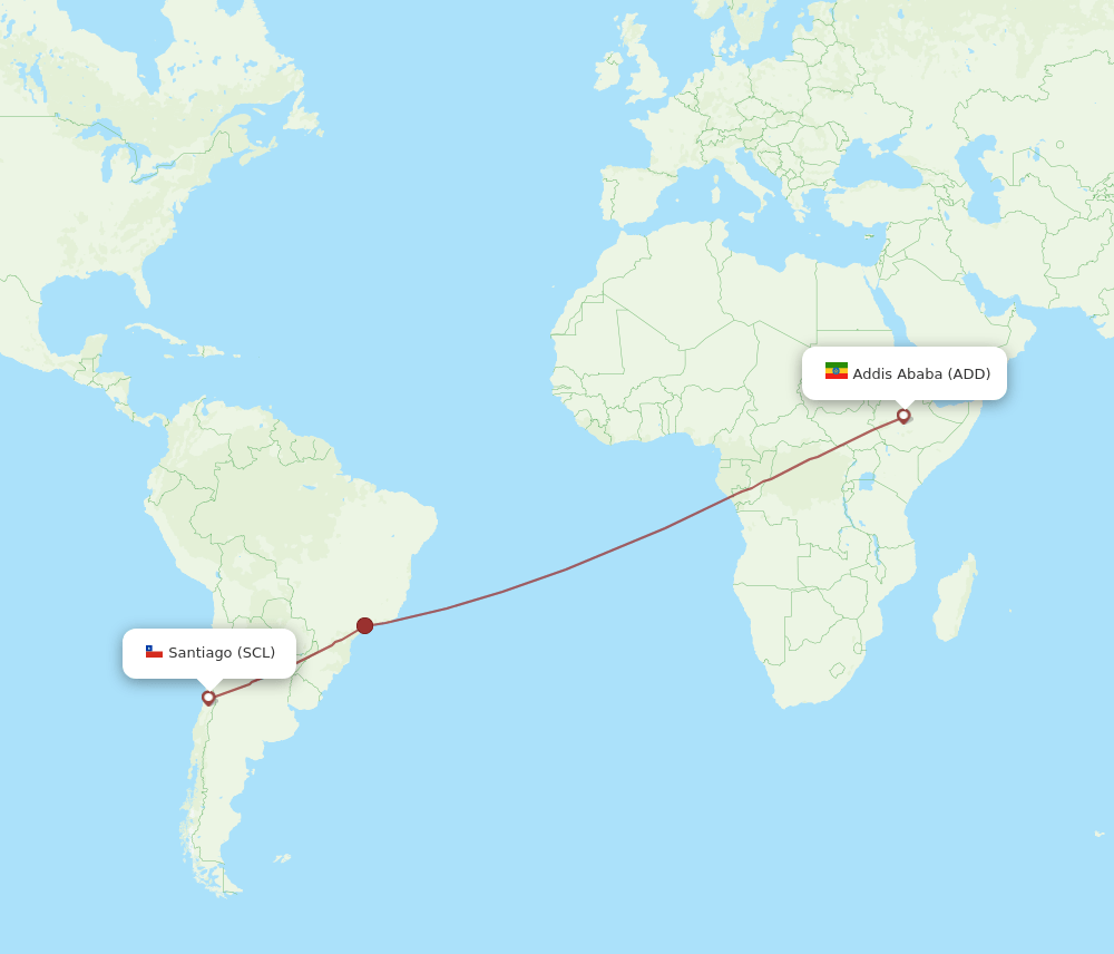 SCL to ADD flights and routes map