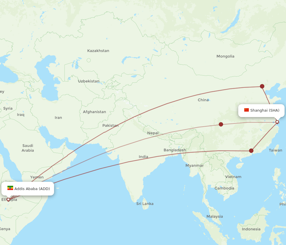 ADD-SHA flight routes