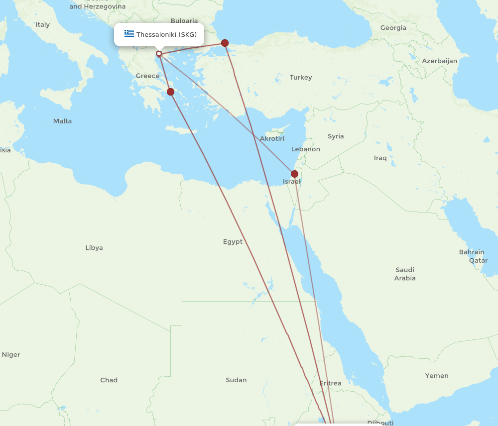 ADD to SKG flights and routes map