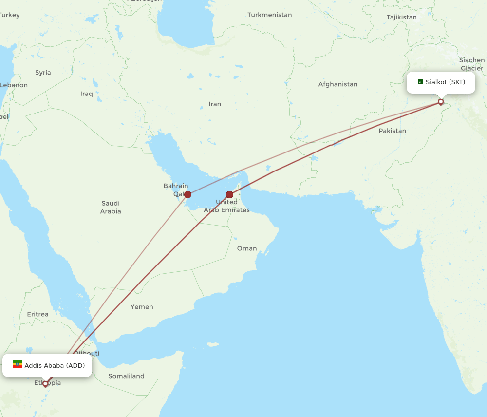 ADD to SKT flights and routes map