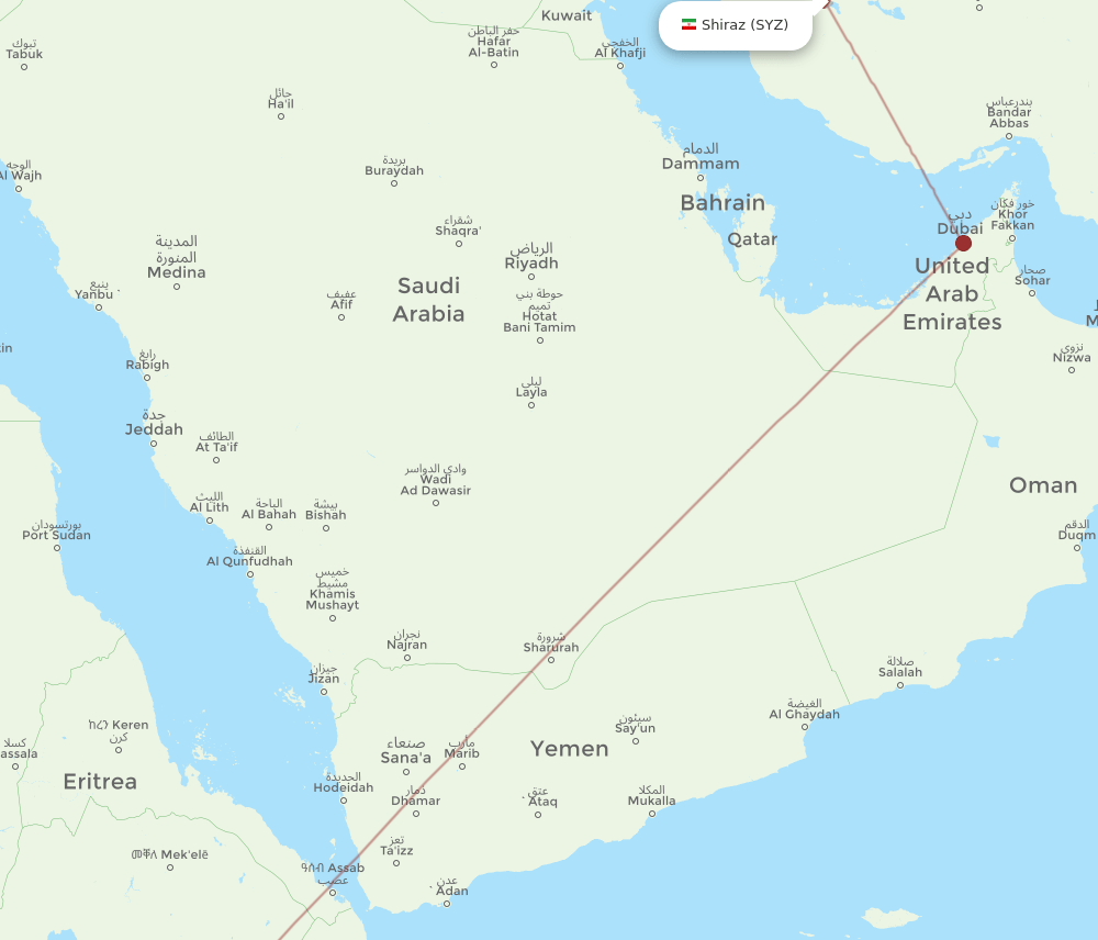 ADD to SYZ flights and routes map