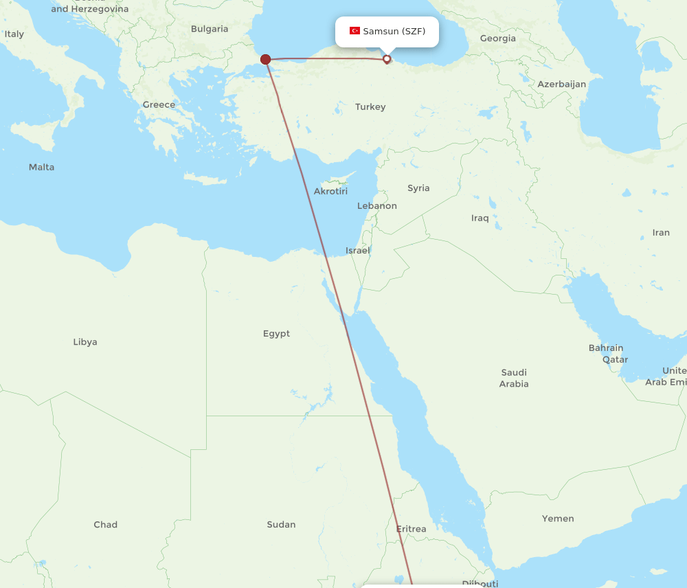 ADD-SZF flight routes
