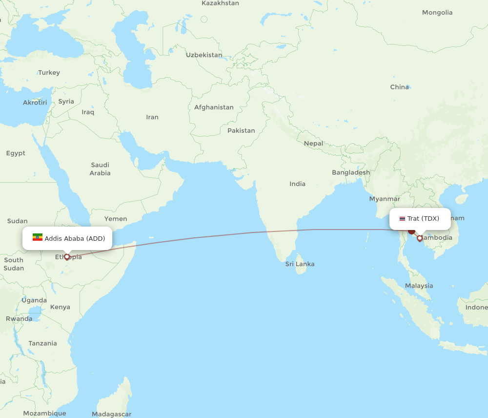 ADD-TDX flight routes