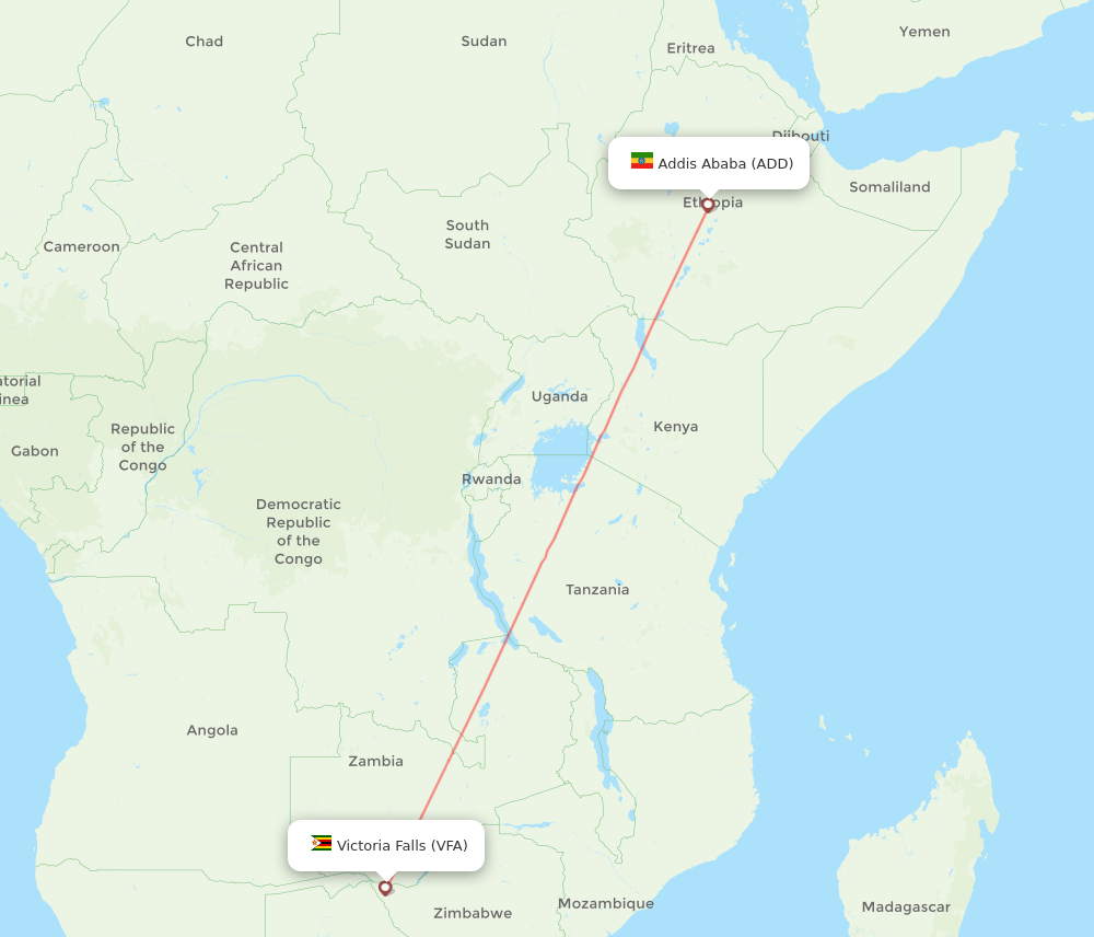 ADD to VFA flights and routes map