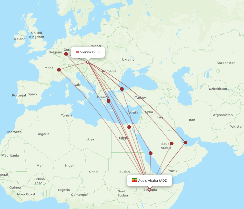 ADD-VIE flight routes