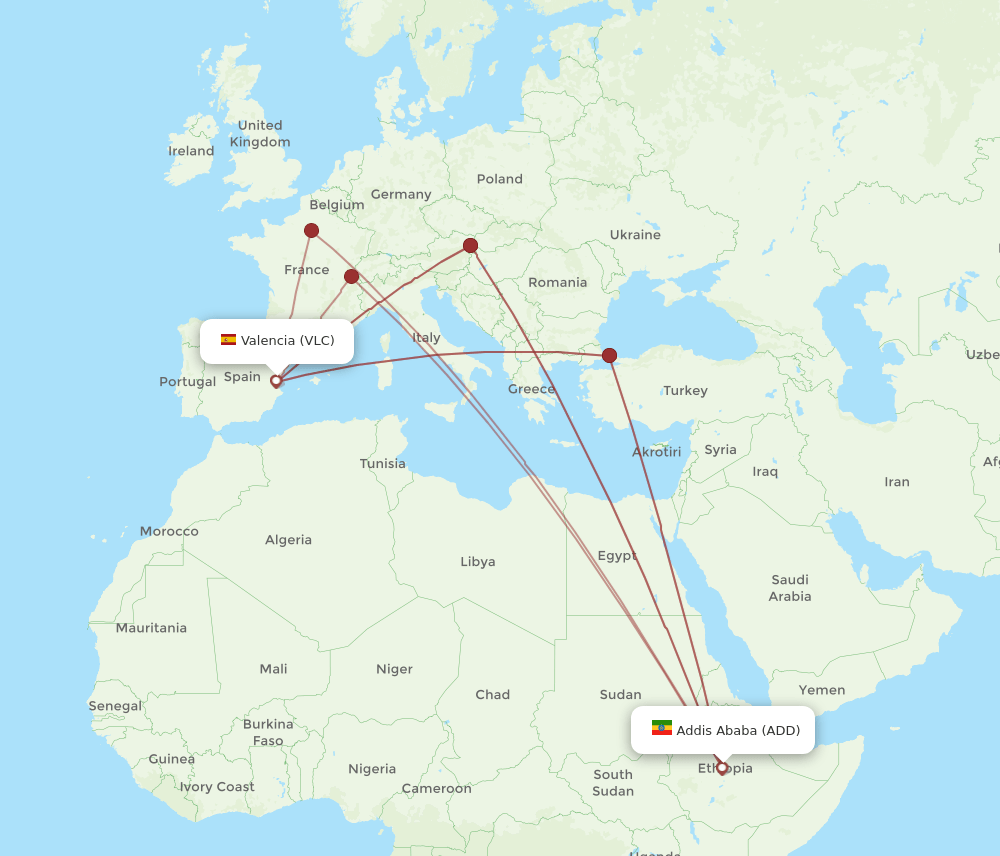 ADD-VLC flight routes
