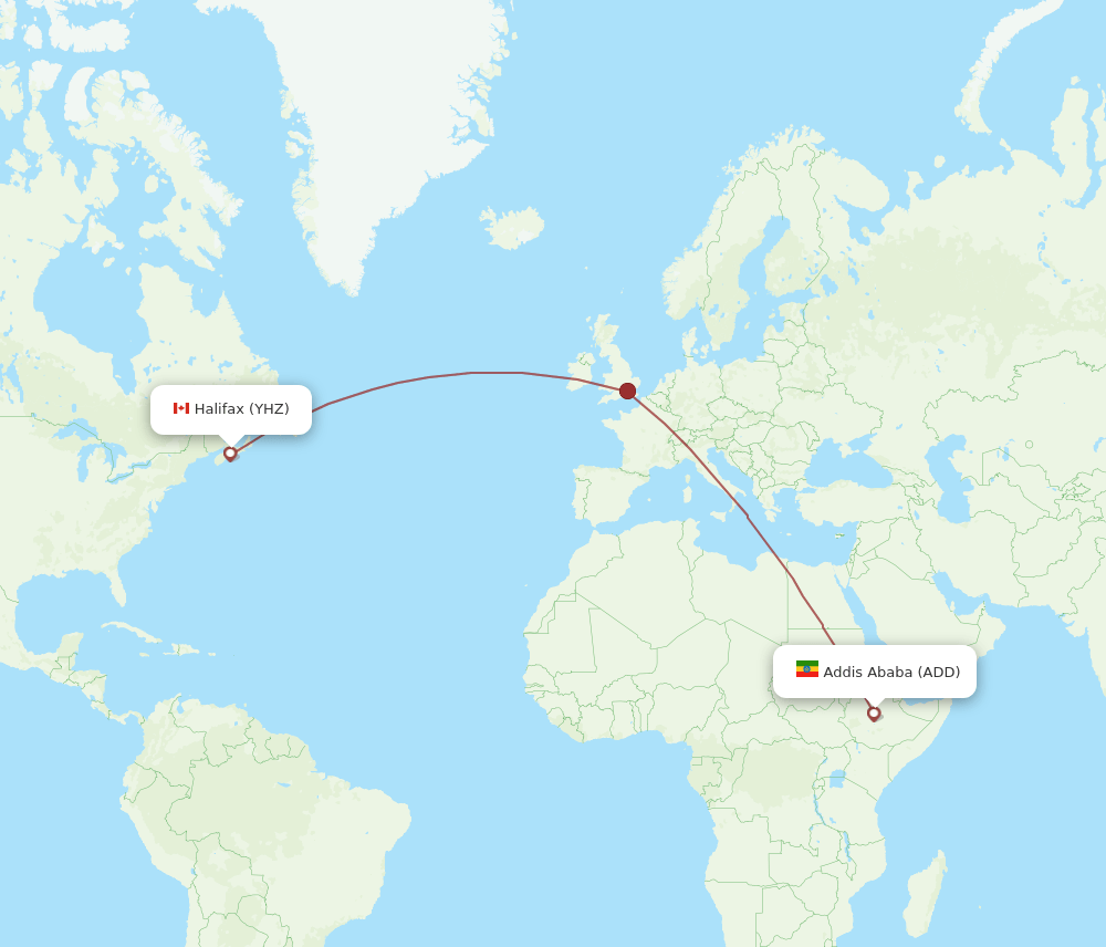 ADD-YHZ flight routes