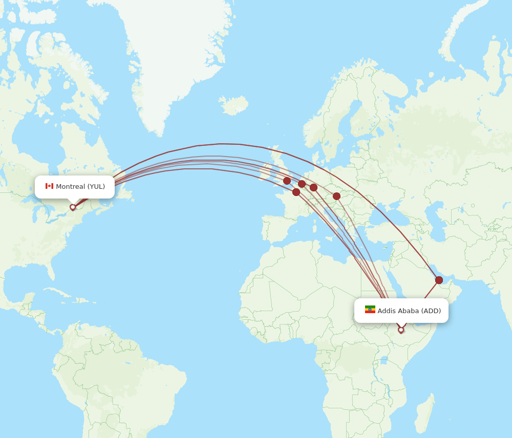 ADD-YUL flight routes