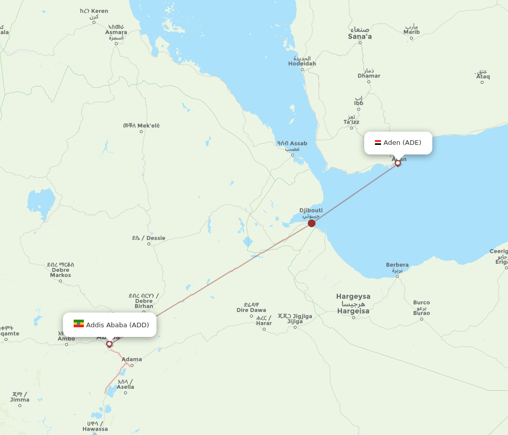 ADE to ADD flights and routes map