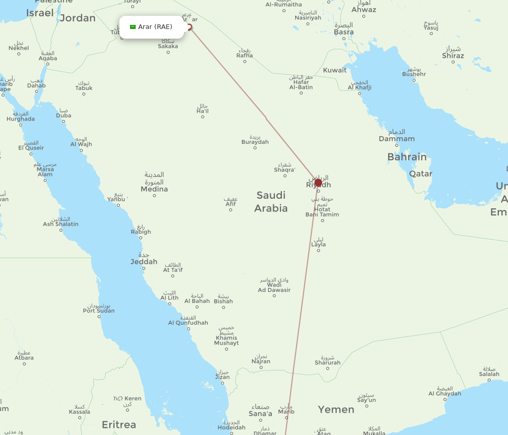 Aden - Arar route map and flight paths
