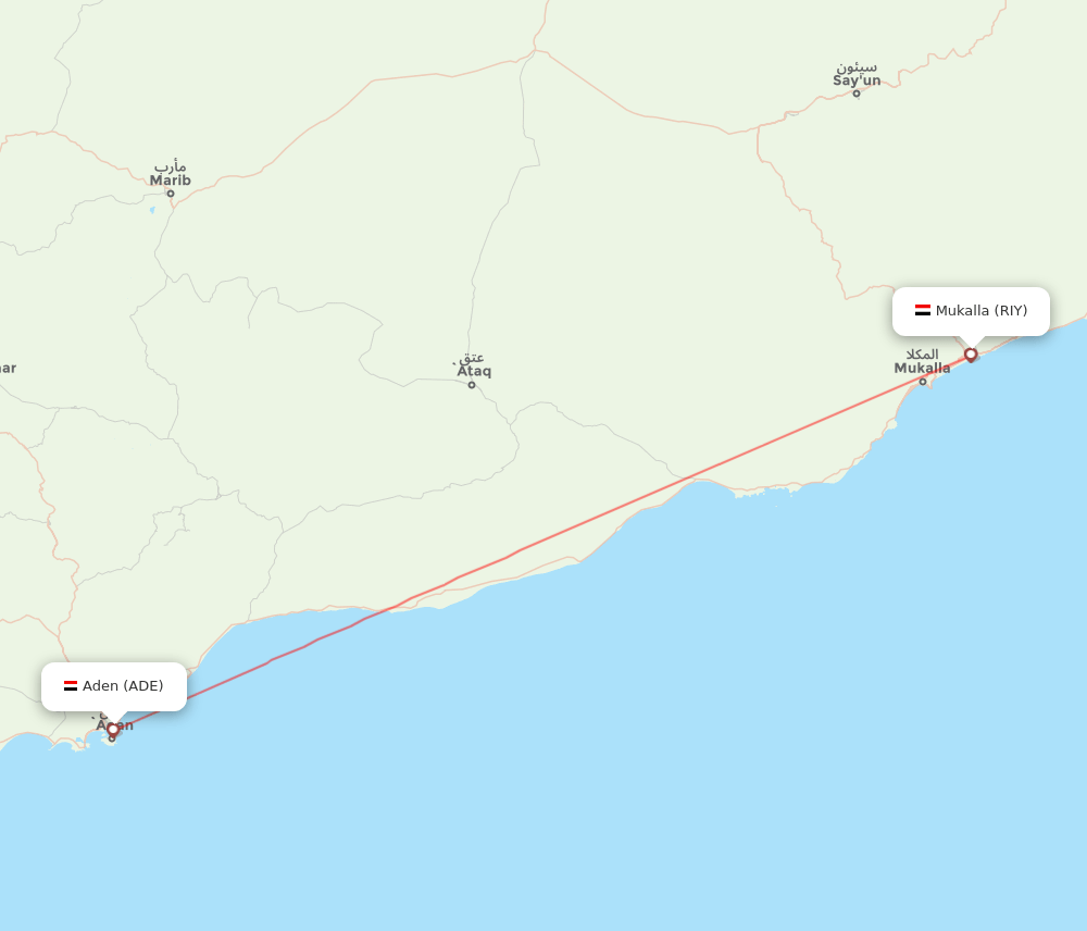 Aden - Riyan route map and flight paths