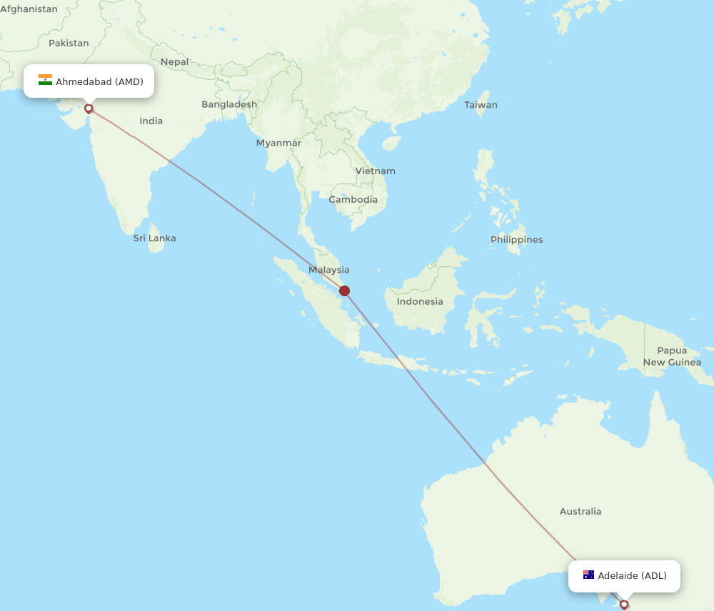 ADL to AMD flights and routes map