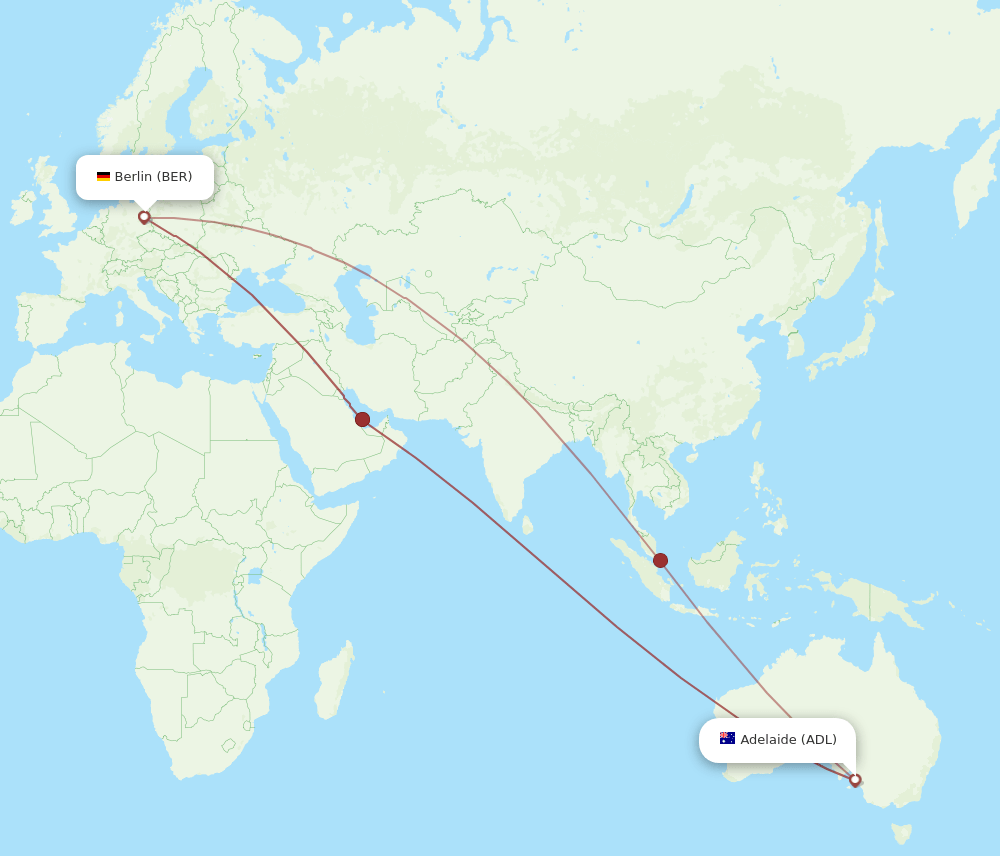 ADL to BER flights and routes map