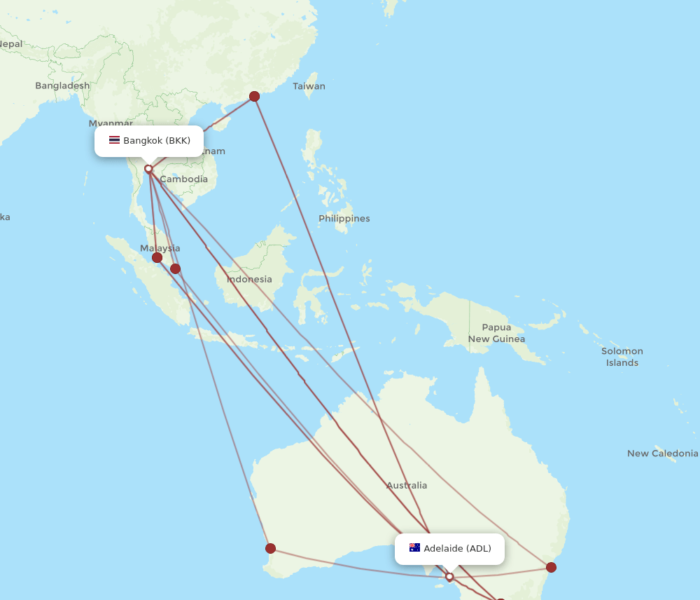 ADL-BKK flight routes