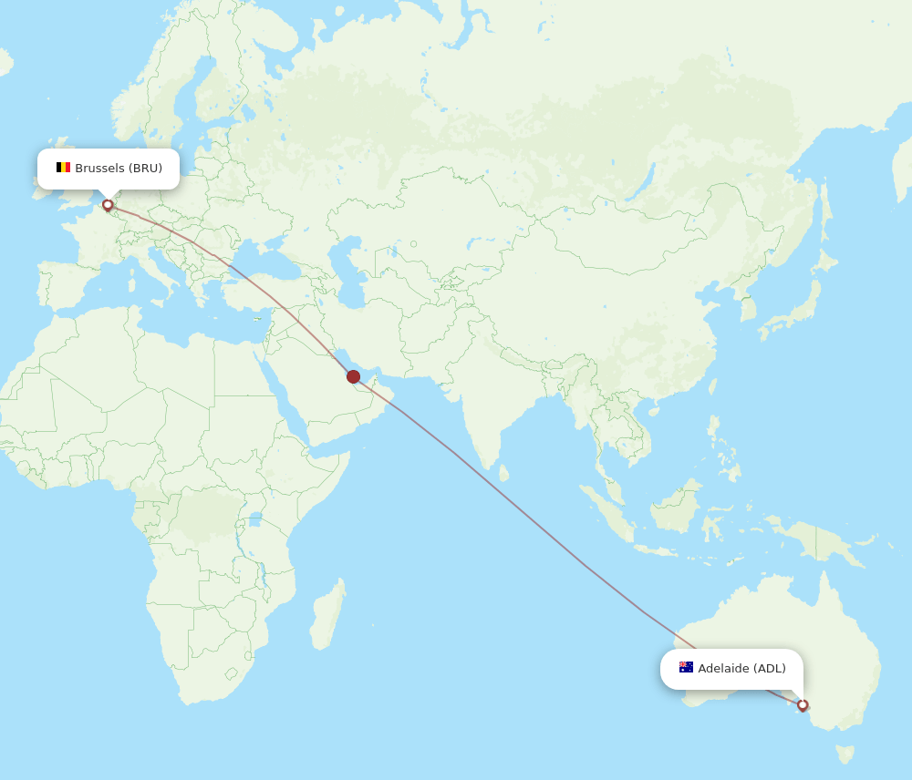 ADL to BRU flights and routes map