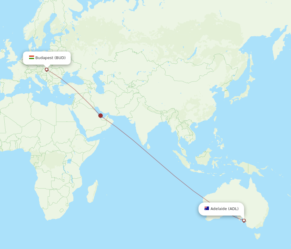ADL-BUD flight routes