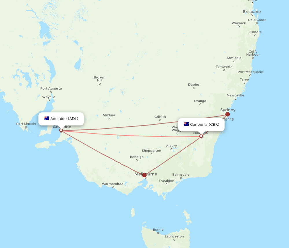 ADL-CBR flight routes