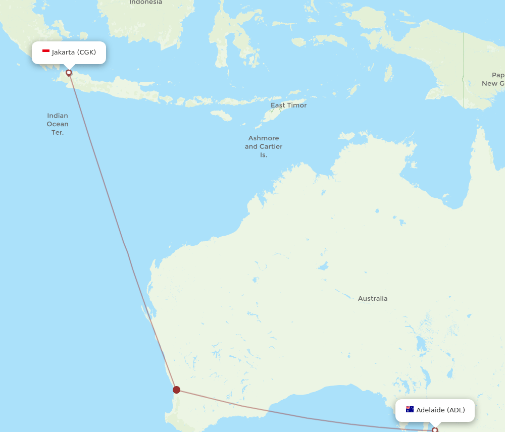 ADL to CGK flights and routes map