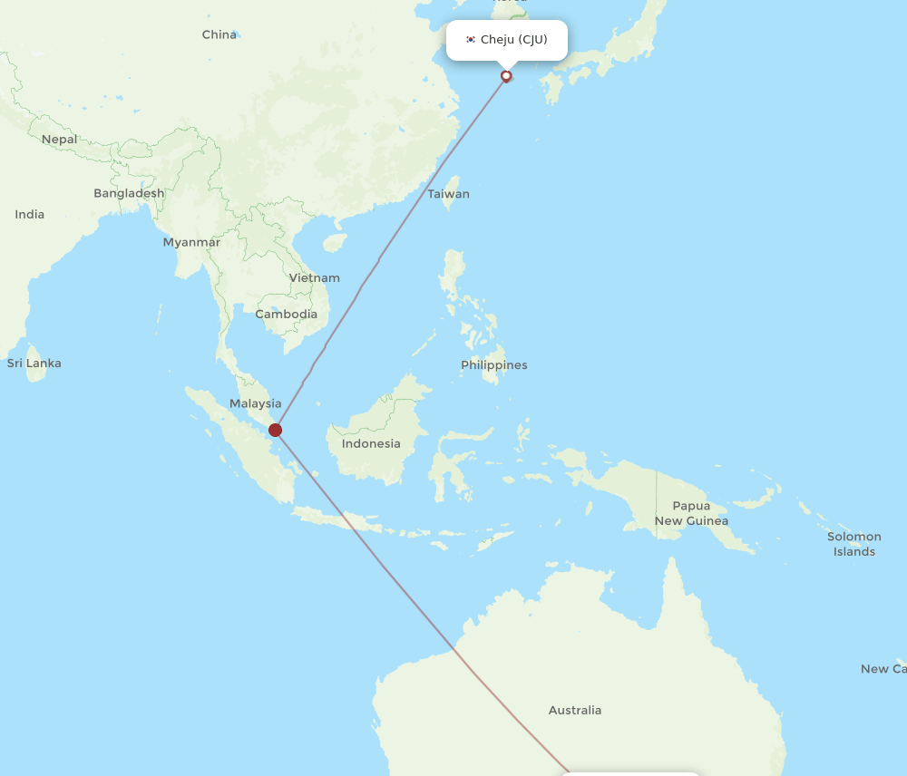 ADL to CJU flights and routes map