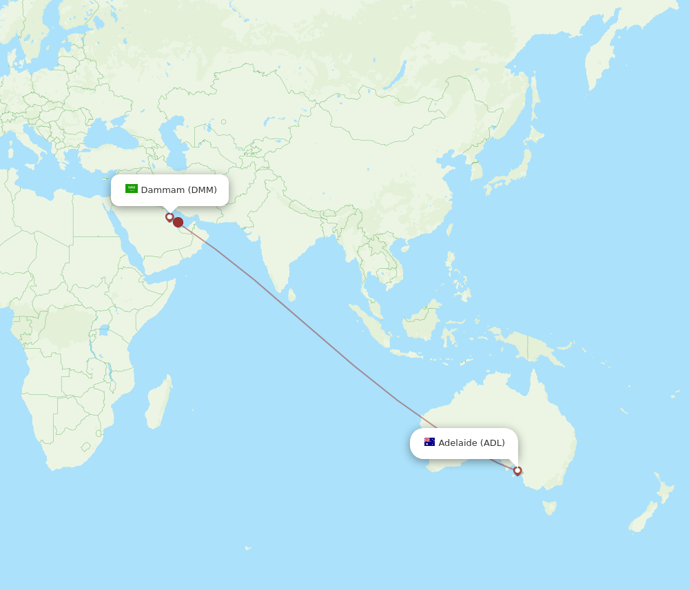 ADL to DMM flights and routes map