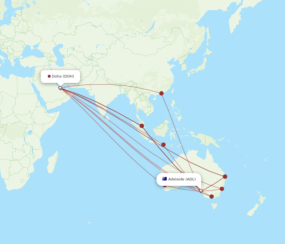 ADL-DOH flight routes