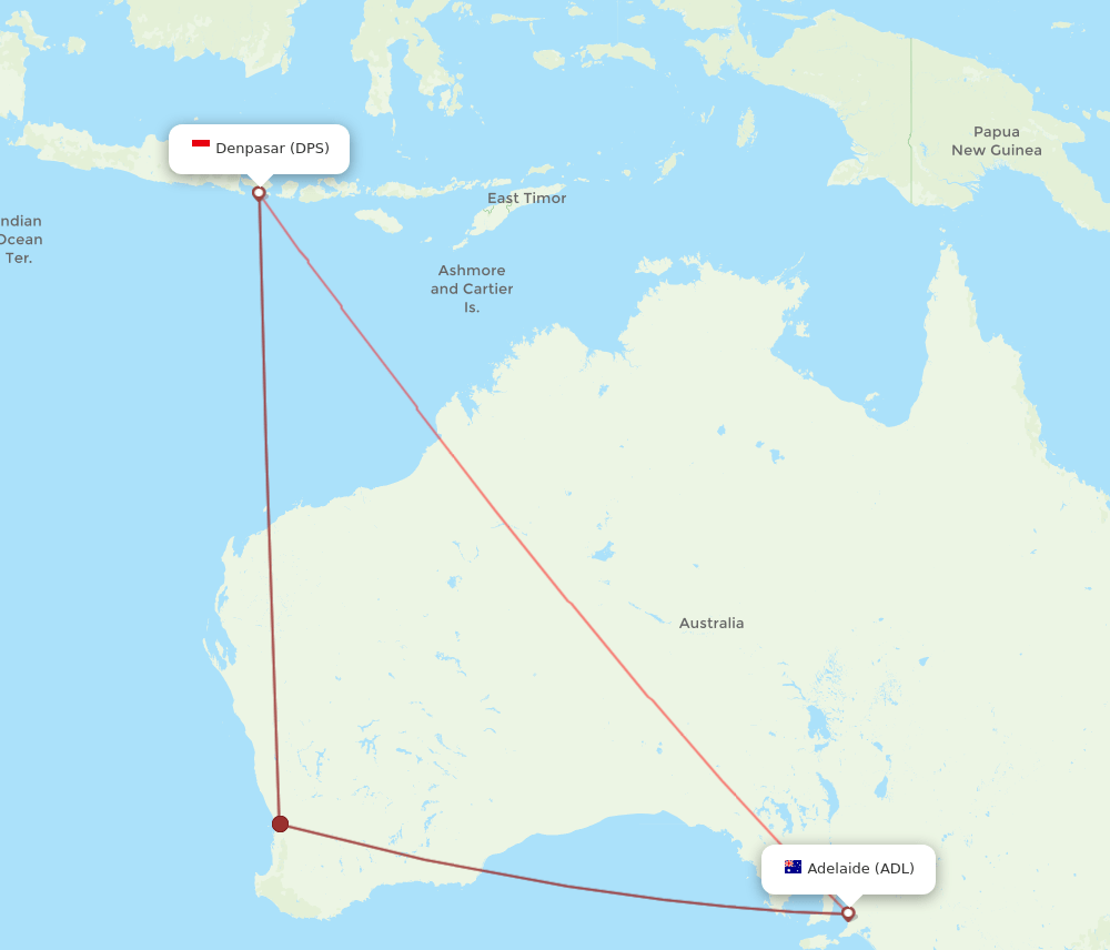 ADL to DPS flights and routes map