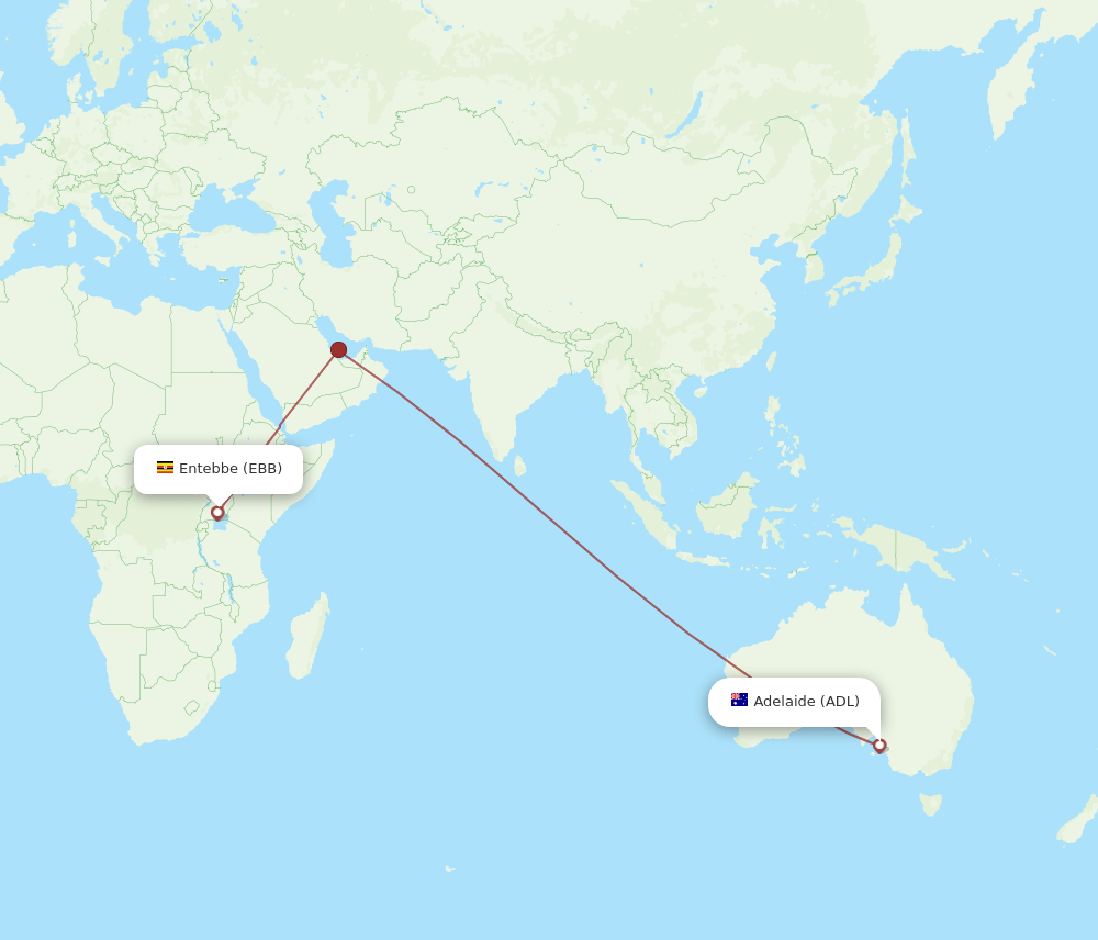 ADL to EBB flights and routes map