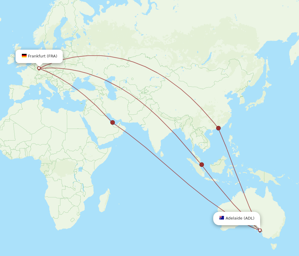 ADL-FRA flight routes