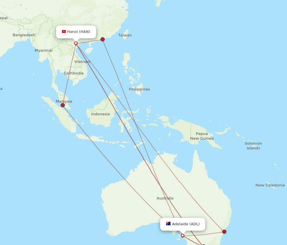 ADL-HAN flight routes