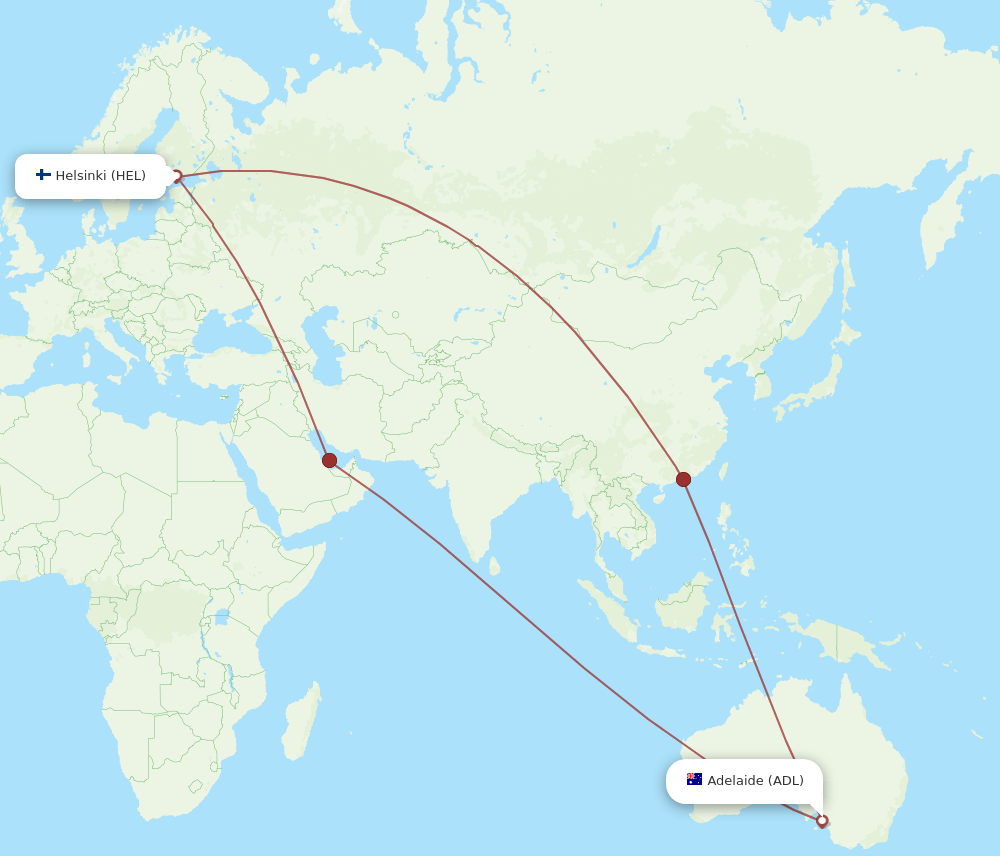 ADL-HEL flight routes