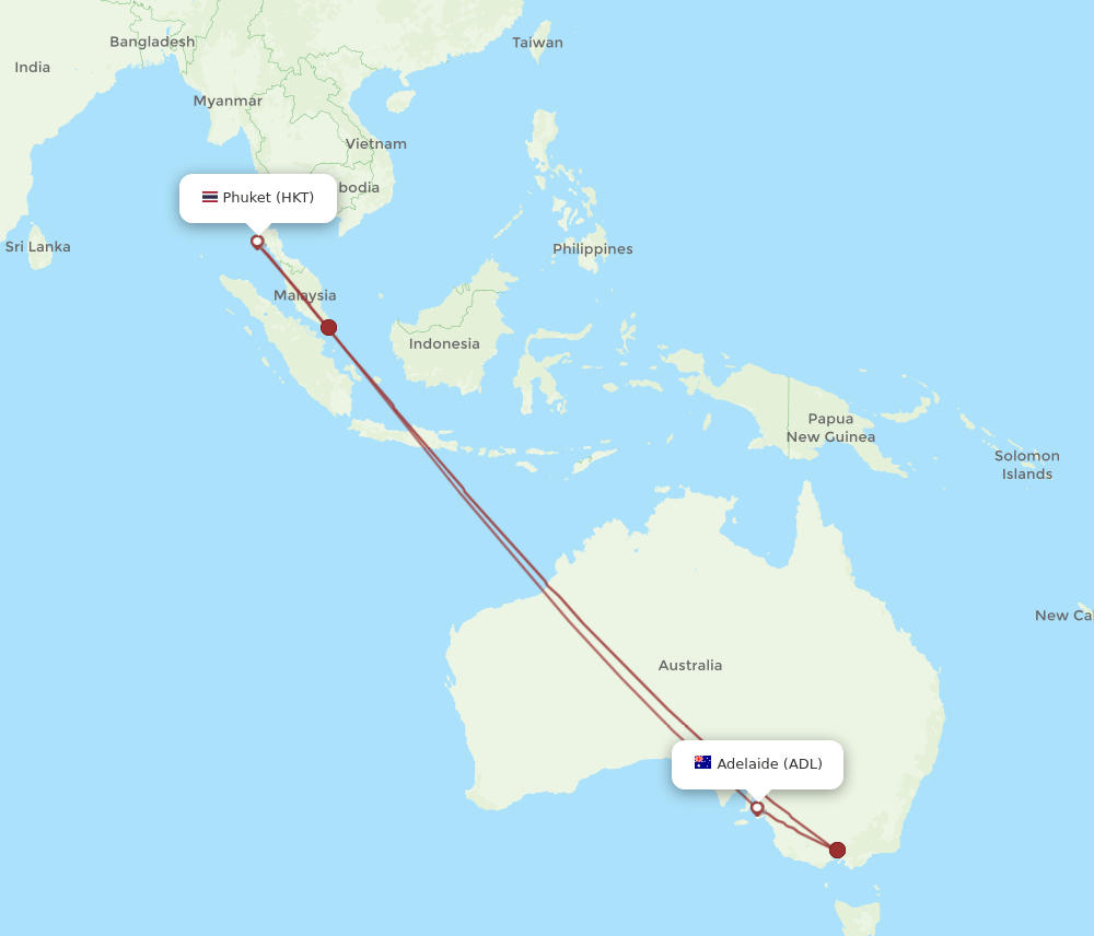 ADL-HKT flight routes